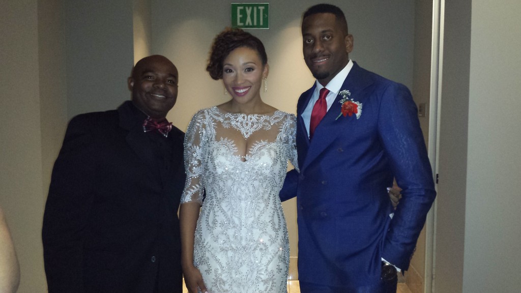 MY DJs Tony Slater with Bride and Groom at Ultimate Skybox Wedding Reception